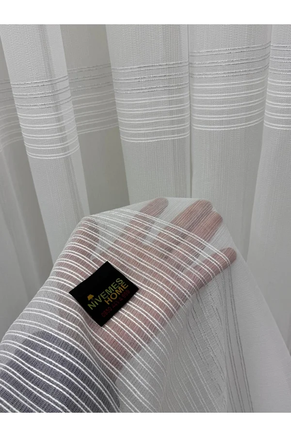 NİVEMESHOME NUEVA TEMPORADA CORTINA DE TUL PLATEADA BRILLANTE CON 3 BANDAS Y 1/3 PLIEGUE.