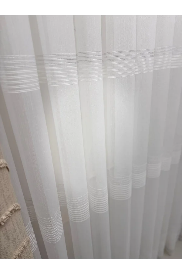 NİVEMESHOME NUEVA TEMPORADA CORTINA DE TUL PLATEADA BRILLANTE CON 3 BANDAS Y 1/3 PLIEGUE.