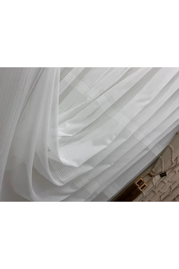 NİVEMESHOME NUEVA TEMPORADA CORTINA DE TUL PLATEADA BRILLANTE CON 3 BANDAS Y 1/3 PLIEGUE.