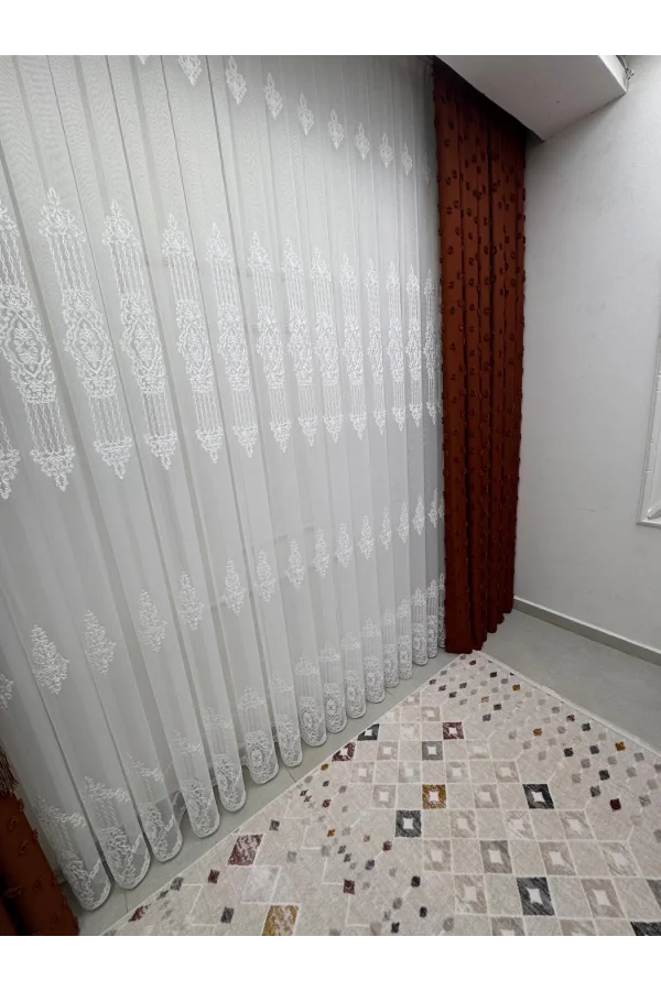 NİVEMESHOME 4528 ASEL  1/3 PİLELİ  TÜL PERDE APM