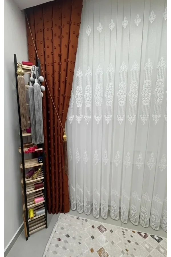 NİVEMESHOME 4528 ASEL  1/3 PİLELİ  TÜL PERDE APM