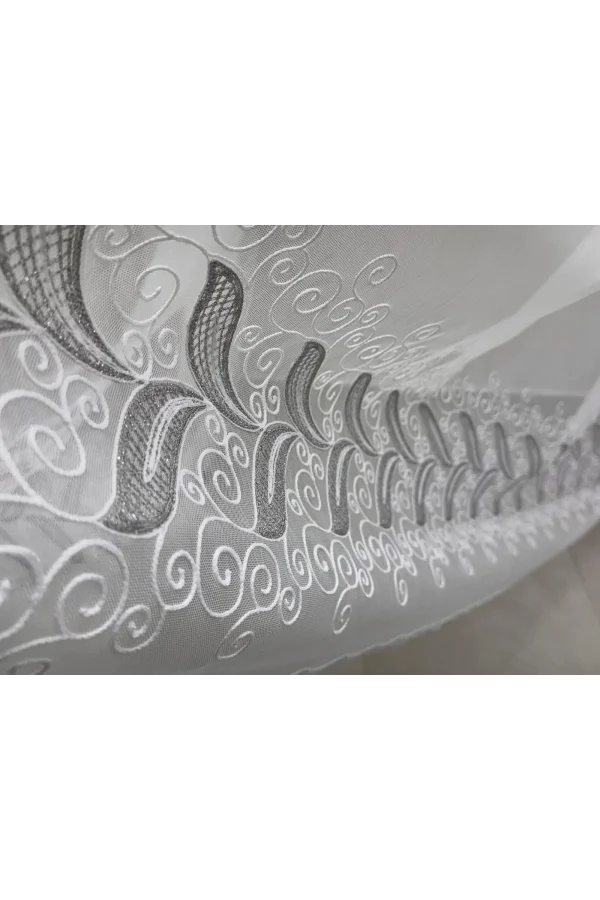 NİVEMESHOME LALE GÜMÜŞ   1/3 PİLELİ  TÜL PERDE APM