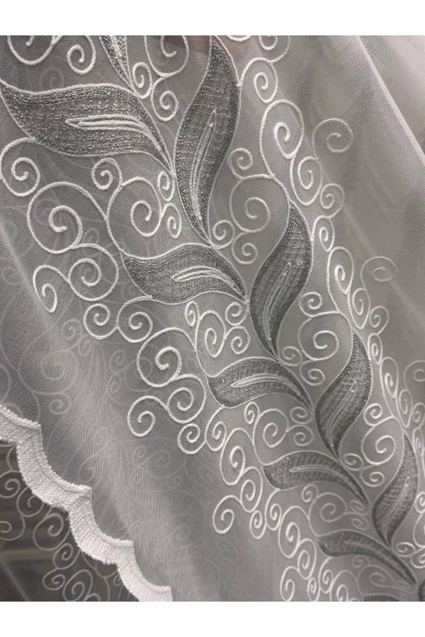 NİVEMESHOME LALE GÜMÜŞ   1/3 PİLELİ  TÜL PERDE APM