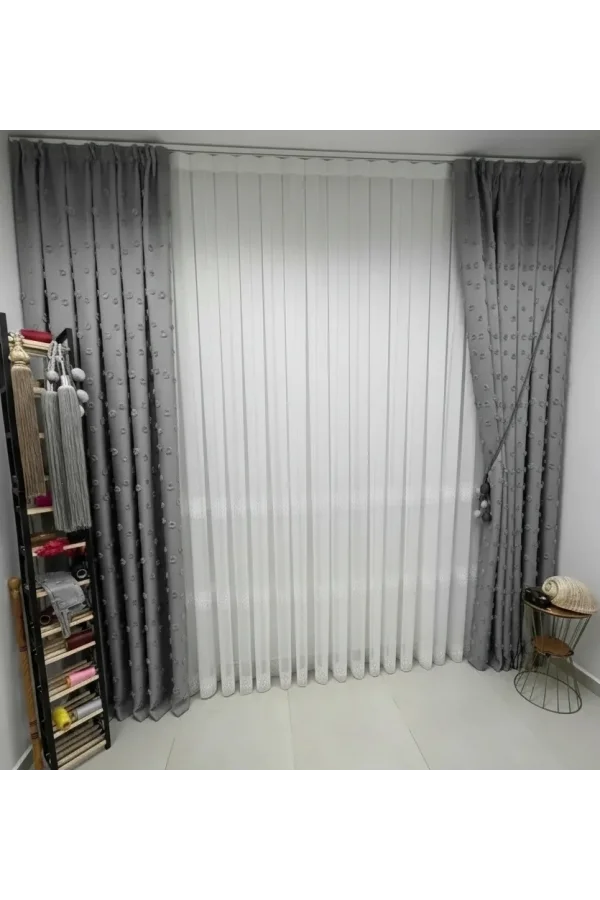 NIVEMESHOME 2075 MELODÍA ECRÚ 1/3 CORTINA DE TUL DE BAMBÚ PLEGABLE