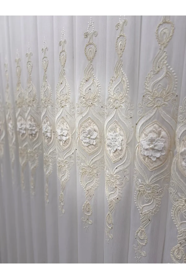 NİVEMESHOME CANSEL GOLD 1/2,5 PİLELİ TÜL PERDE