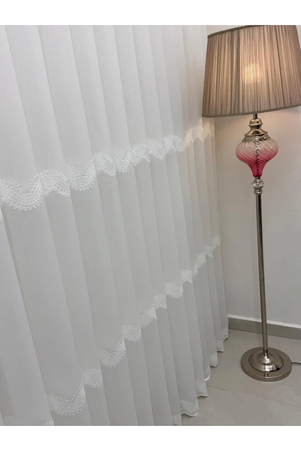 NİVEMESHOME PERLİNA 101 EKRU  1/2,5  PİLELİ TÜL PERDE APM