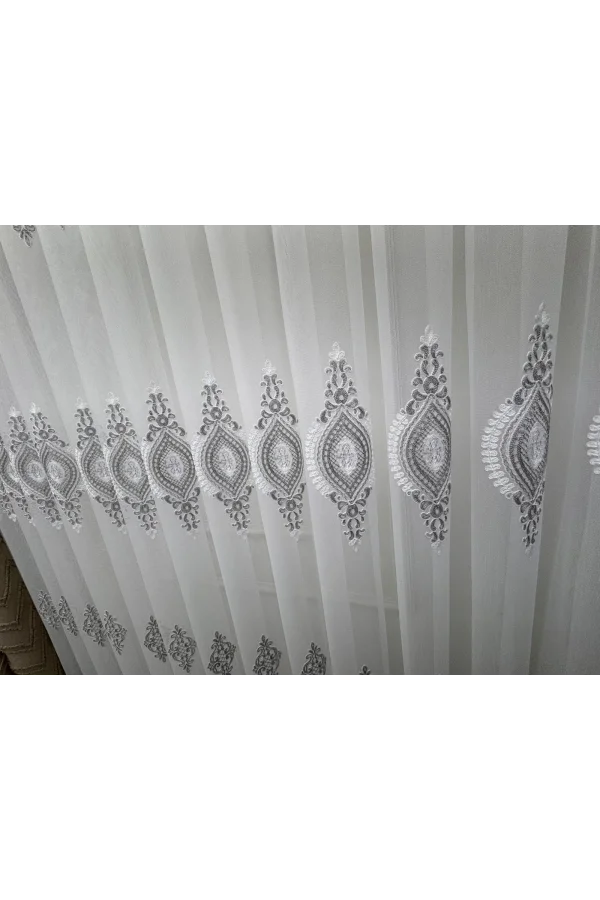 NİVEMESHOME SERAP GÜMÜŞ 1/2,5 PİLELİ BAMBU TÜL PERDE