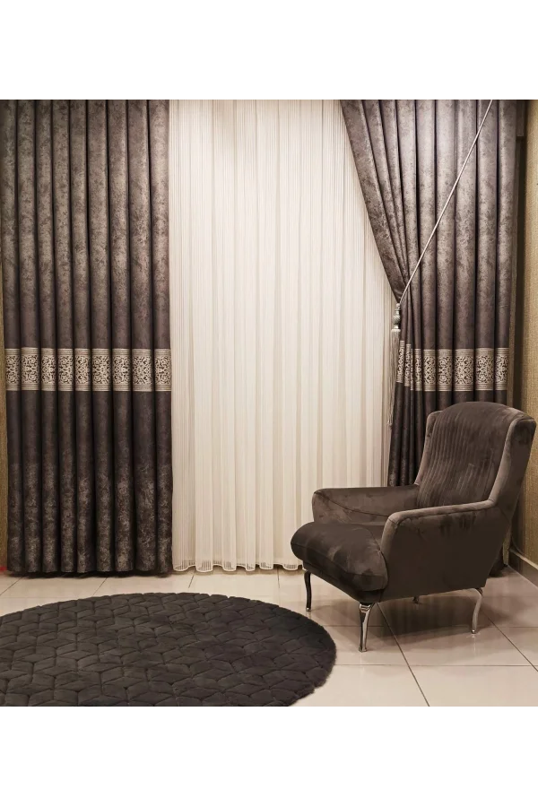 AREKA SILBER ZIGZAG 1/3 DICK FALTENVORHANG APM