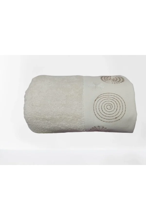 TOALLA BORDADA DE CIERRE DE TELA DE ALGODÓN RELIEVE DE AIREL BEJ 50*90