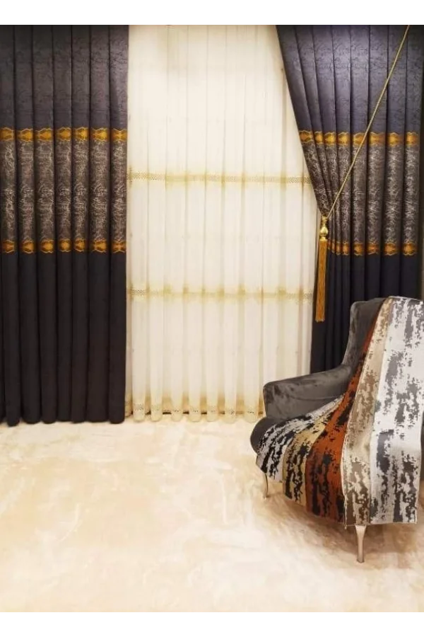 DORA LACİVERT 1/3 SIK PİLE FON PERDE APM