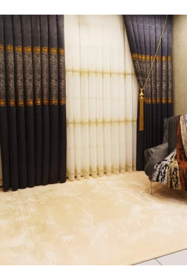 DORA LACİVERT 1/3 SIK PİLE FON PERDE APM