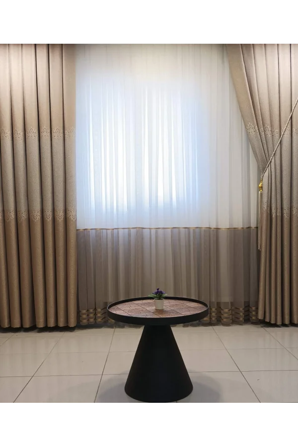 EFTELYA CAPPUCCINO 1/3 DICHTE PLISSIERTE VOILE-VORHANG APC