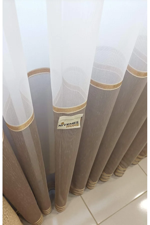 EFTELYA CAPPUCCINO 1/3 DICHTE PLISSIERTE VOILE-VORHANG APC