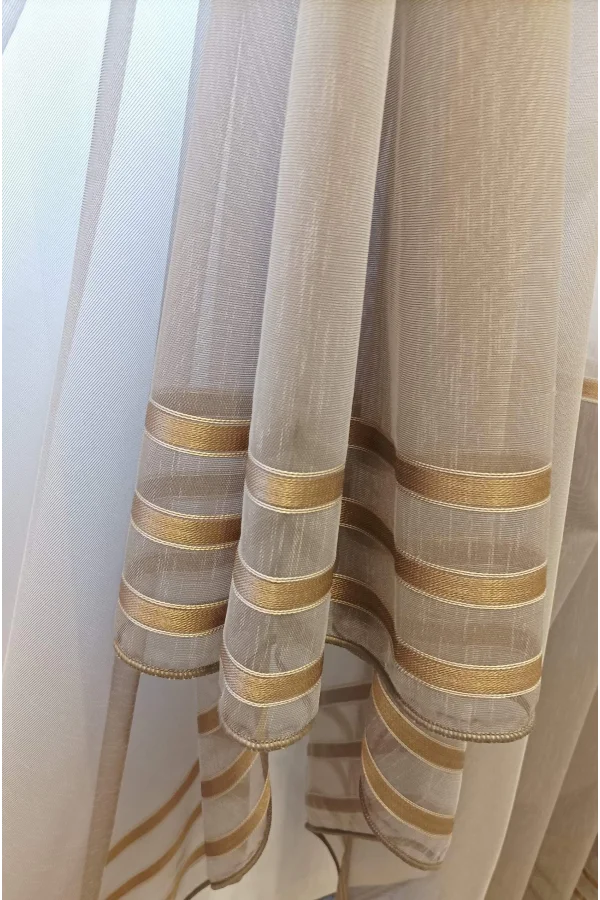 EFTELYA CAPPUCCINO 1/3 DICHTE PLISSIERTE VOILE-VORHANG APC