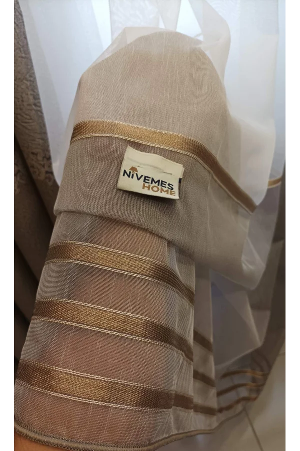 EFTELYA CAPPUCCINO 1/3 DICHTE PLISSIERTE VOILE-VORHANG APC