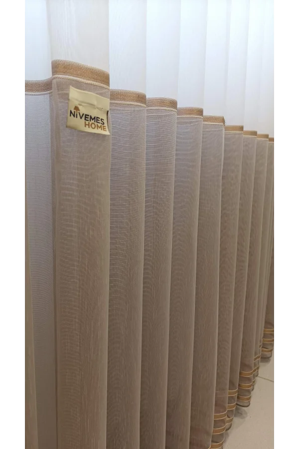 EFTELYA CAPPUCCINO 1/3 DICHTE PLISSIERTE VOILE-VORHANG APC