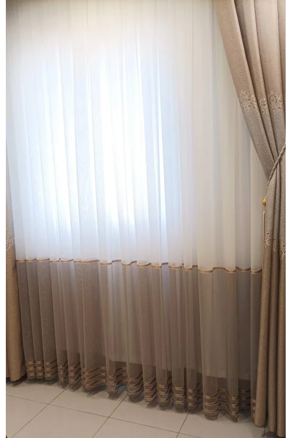 EFTELYA CAPPUCCINO 1/3 DICHTE PLISSIERTE VOILE-VORHANG APC