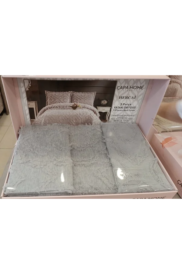 HERCAİ GRİ 3 PARÇA BETTWÄSCHE-SET ÇAPA HOME