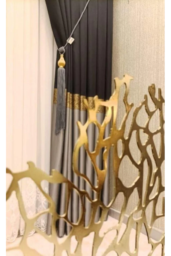 LUSYA SCHWARZ-GRAU 1/3 DICHT FALTENVORHANG PANEELSTOFF APM