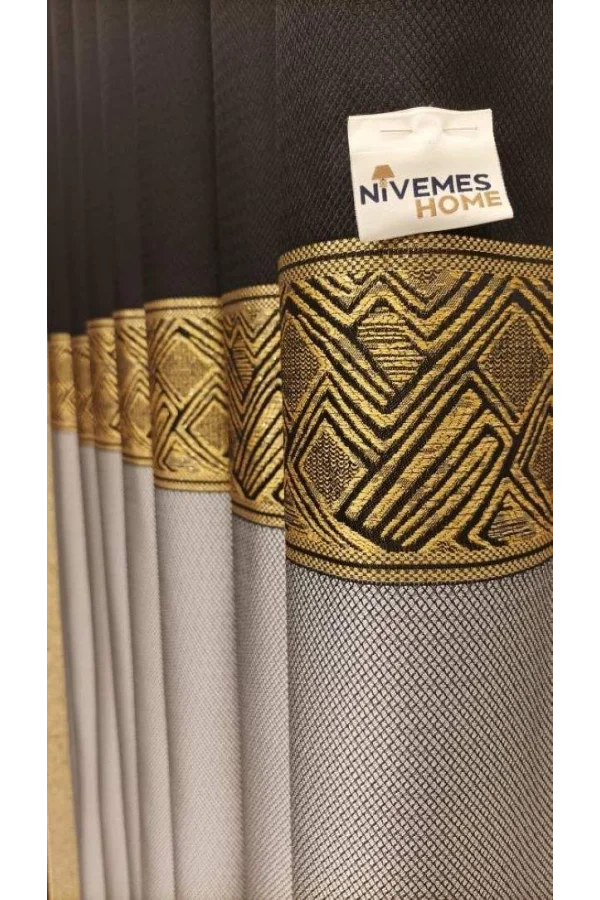 LUSYA SCHWARZ-GRAU 1/3 DICHT FALTENVORHANG PANEELSTOFF APM