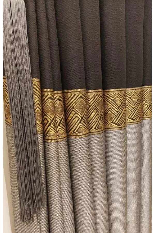 LUSYA SCHWARZ-GRAU 1/3 DICHT FALTENVORHANG PANEELSTOFF APM