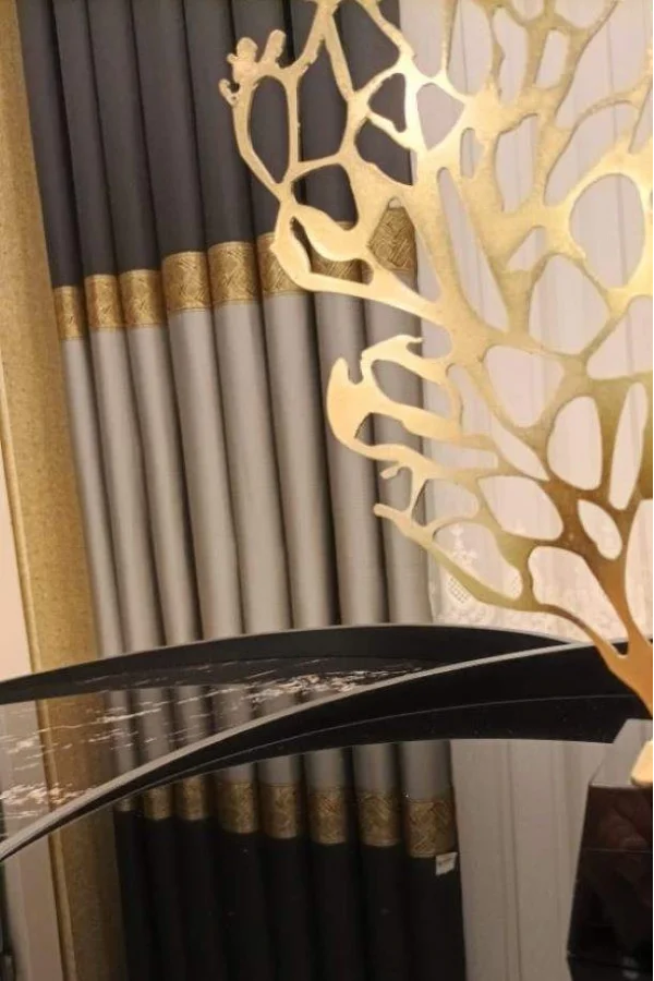 LUSYA SCHWARZ-GRAU 1/3 DICHT FALTENVORHANG PANEELSTOFF APM