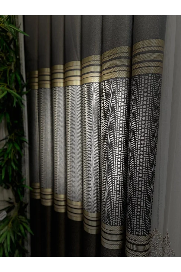 MIZRAKLI FT632256 V-2503 ANTHRACITE 1/3 DENSE PILE BACKDROP CURTAIN APM