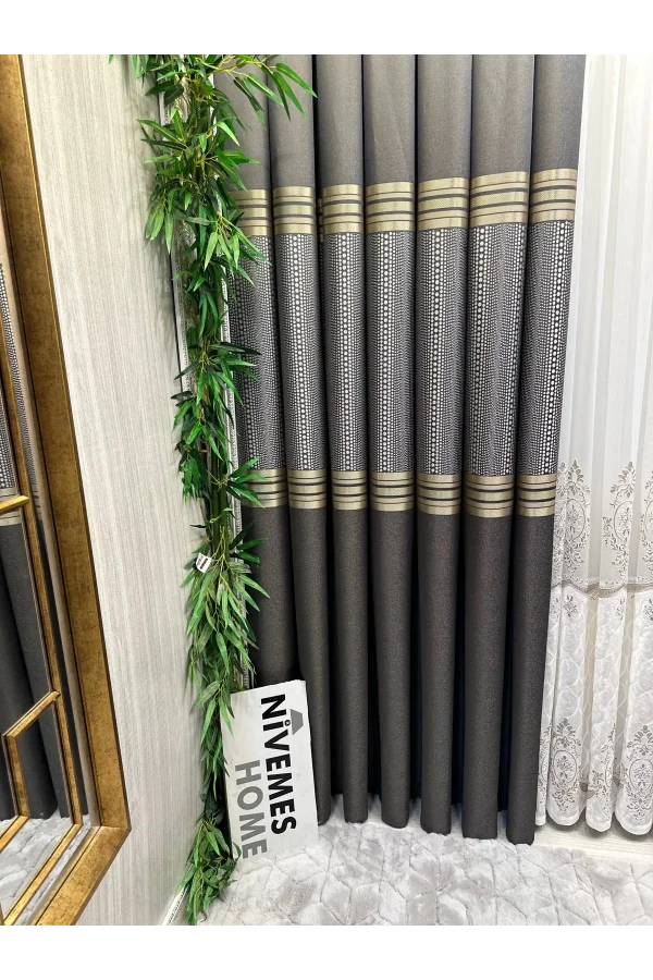 MIZRAKLI FT632256 V-2503 ANTHRACITE 1/3 DENSE PILE BACKDROP CURTAIN APM