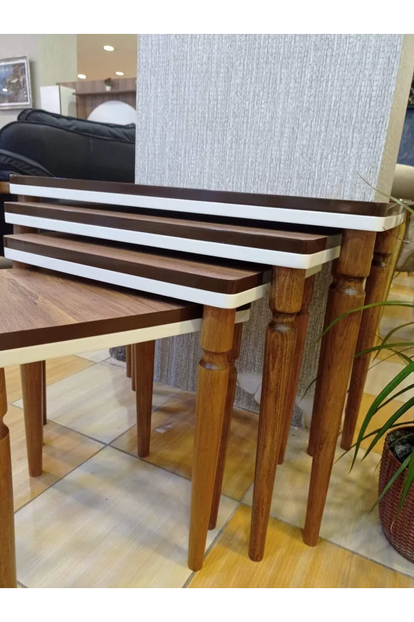 NIVEMESHOME NATURALE NOCE-CREMA SET DI 4 Pouf LUSUSSIMO