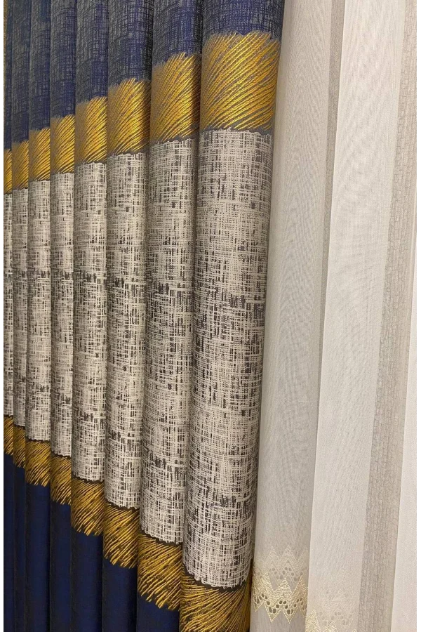 NİVEMESHOME 1/3 SIK PİLE KOLYOS LACİVERT GRİ PANO FON