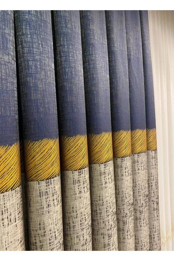 NİVEMESHOME 1/3 SIK PİLE KOLYOS LACİVERT GRİ PANO FON