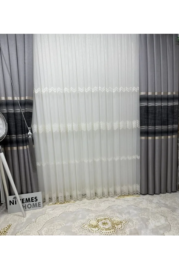 NİVEMESHOME 1/3 TIGHTLY PLEATED LOUVRE BACKDROP CURTAIN