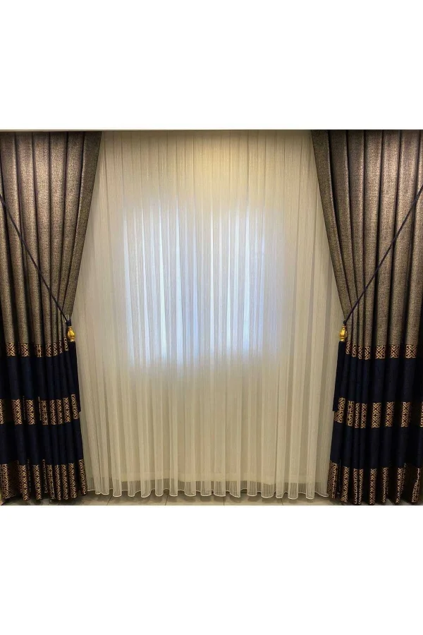 NİVEMESHOME 1/3 engmaschiger natürlicher blau-grauer Panellenvorhang APM