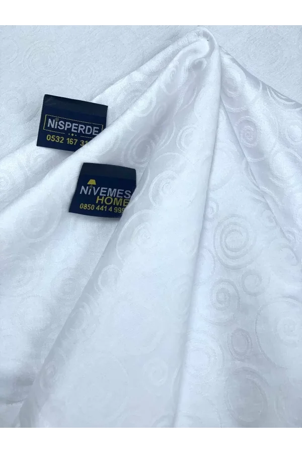 NIVEMESHOME 140X160 Tovaglia bianca rotonda antistrappo antistrappo