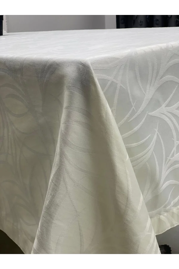 TAVOLO NIVEMESHOME 140X160 CREMA CON MOTIVO FOGLIE ANTI-MACCHIA