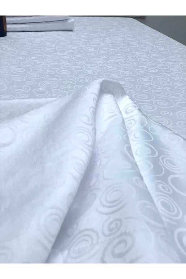 NIVEMESHOME 140X180 Tovaglia bianca con simbolo circolare antistrappo resistente alle macchie