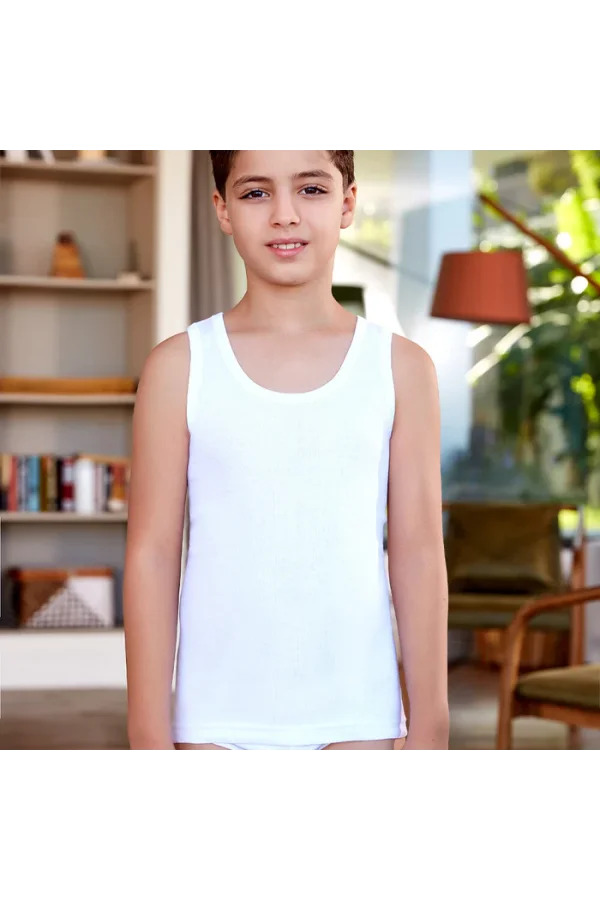 NİVEMESHOME 1501 ERKEK ÇOCUK ASKILI ATLET BEYAZ NO:8 (11-12 YAŞ) BERRAK