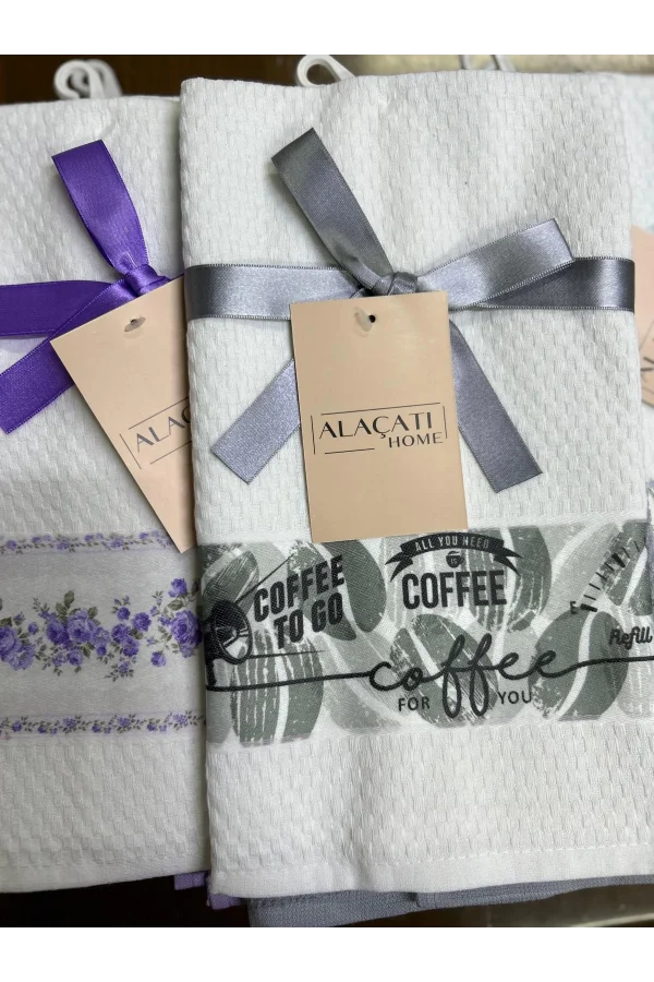 NİVEMESHOME 2 Lİ GRİ-BEYAZ ASORTİ MODEL MUTFAK HAVLUSU