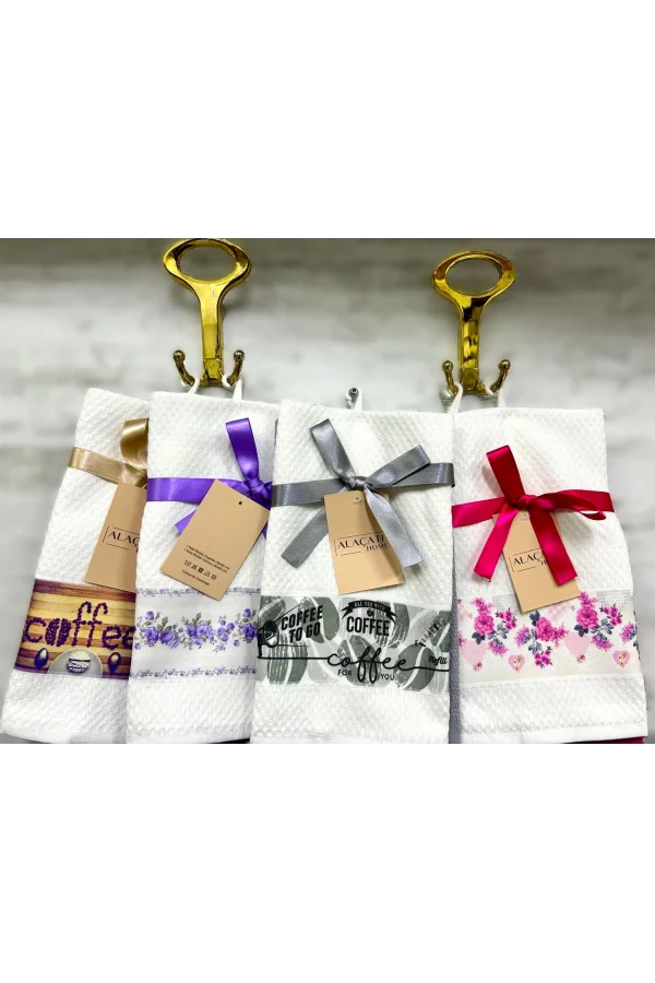 NİVEMESHOME 2 Lİ LİLA-BEYAZ ASORTİ MODEL MUTFAK HAVLUSU