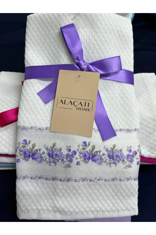 NİVEMESHOME 2 Lİ LİLA-BEYAZ ASORTİ MODEL MUTFAK HAVLUSU