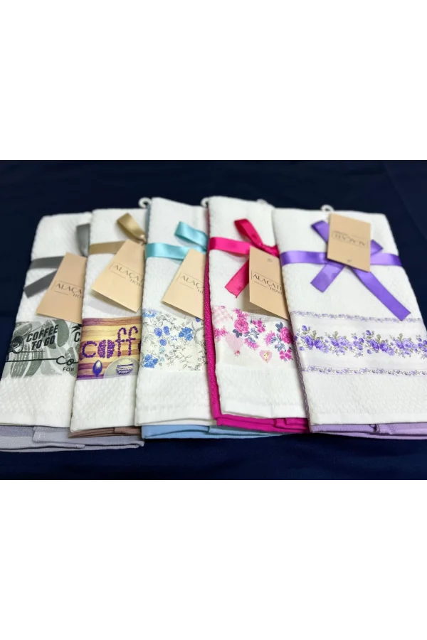 NİVEMESHOME 2 Lİ TURKUAZ-BEYAZ ASORTİ MODEL MUTFAK HAVLUSU