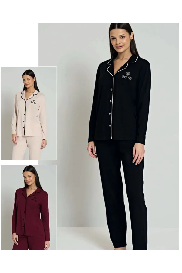 NİVEMESHOME 2025 PYJADORE DAMEN PYJAMA-SET SCHWARZ