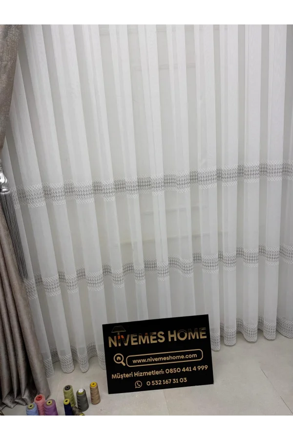 NİVEMESHOME 2075 MELODÍA V-GRİ 1/3 PILA BAMBÚ TÜL CORTINA