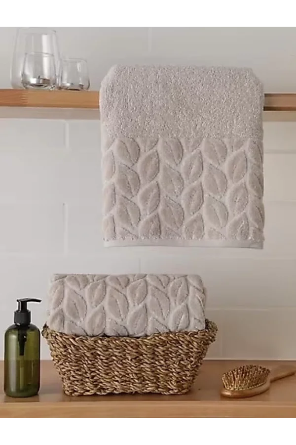 NİVEMESHOME 249 BEJ JAKARLI HAVLU NURPAK