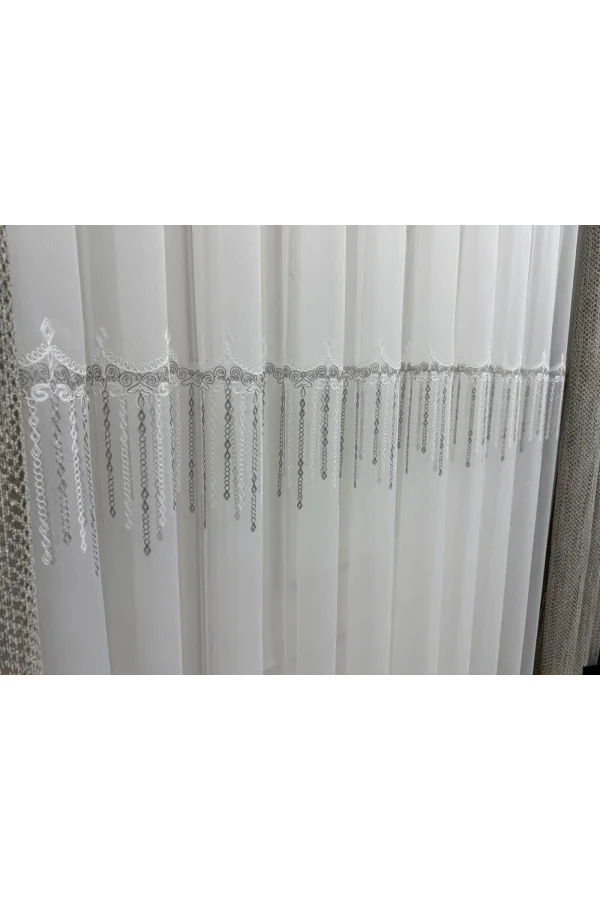 NİVEMESHOME 2571 V -105 REİNA GÜMÜŞ 1/2,5 PİLELİ BAMBU TÜL PERDE