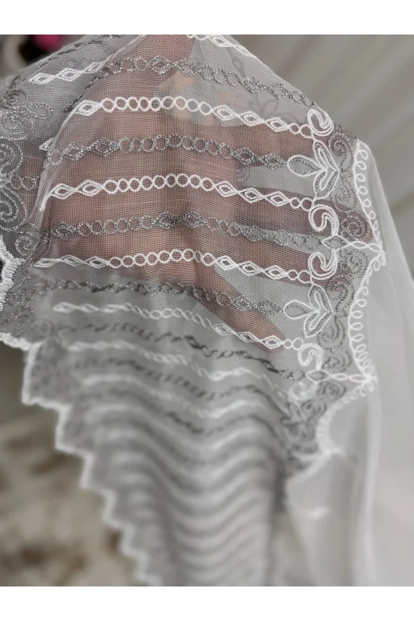 NİVEMESHOME 2571 V -105 REİNA GÜMÜŞ 1/3 PİLELİ BAMBU TÜL PERDE