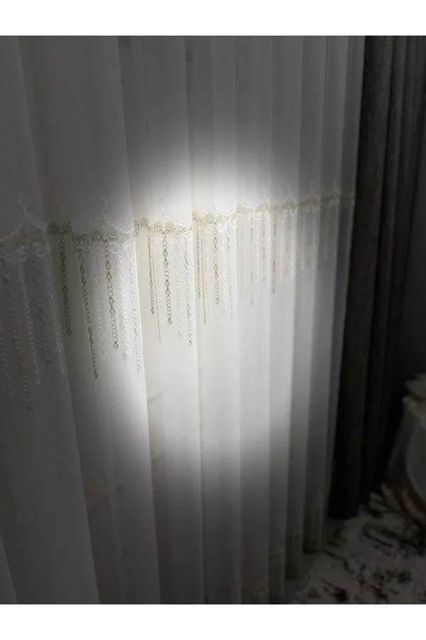 NİVEMESHOME 2571 V -117 REİNA  GOLD 1/2,5 PİLELİ BAMBU TÜL PERDE