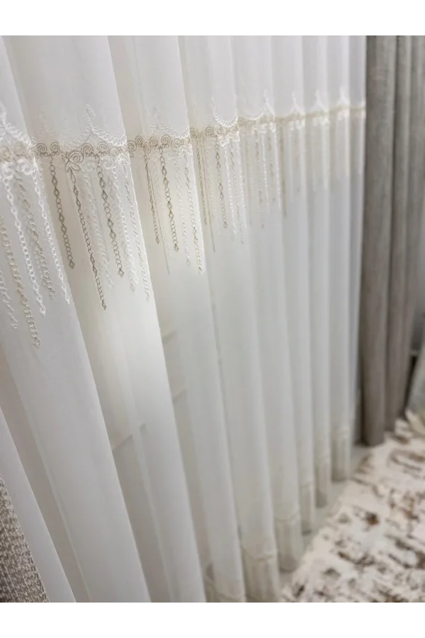 NİVEMESHOME 2571 V -117 REİNA  GOLD 1/2,5 PİLELİ BAMBU TÜL PERDE