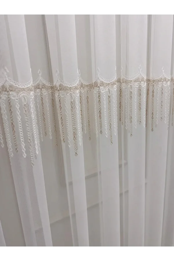 NİVEMESHOME 2571 V -117 REİNA  GOLD 1/2,5 PİLELİ BAMBU TÜL PERDE