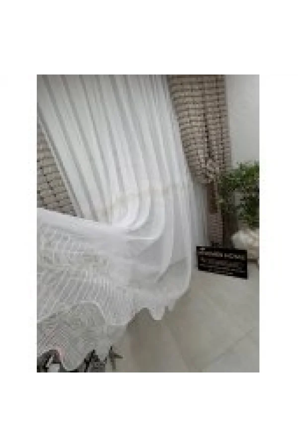 NİVEMESHOME 2572 EYLÜLZADE GOLD DETAY 1/3  PİLELİ TÜL PERDE APM